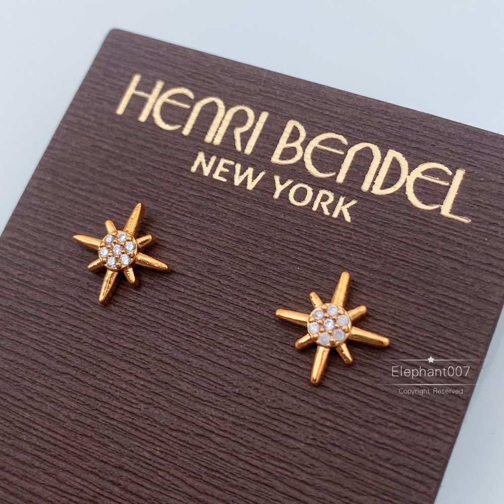 Henri Bendel crystal gold star earrings